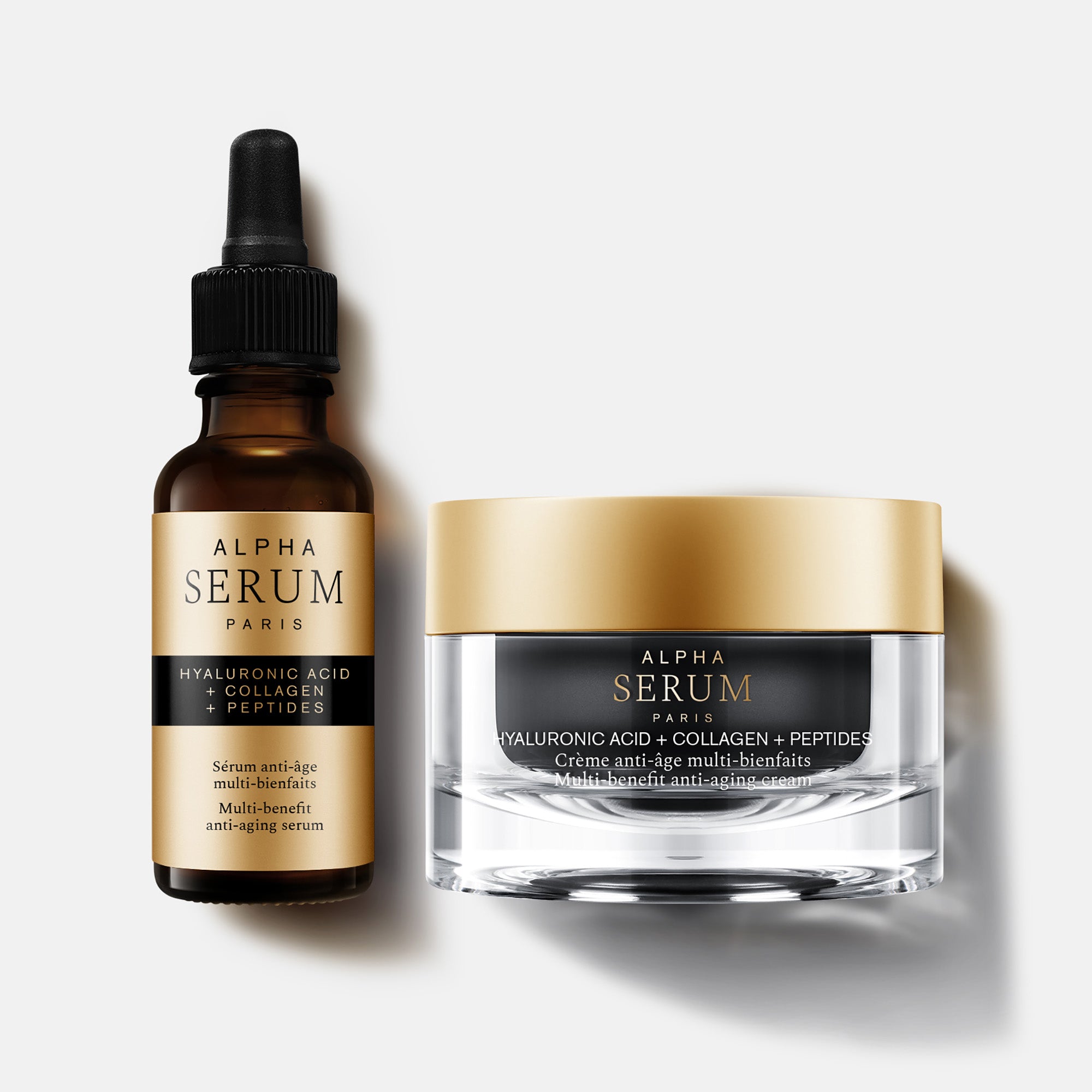 Multi-benefit anti-aging cream and serum